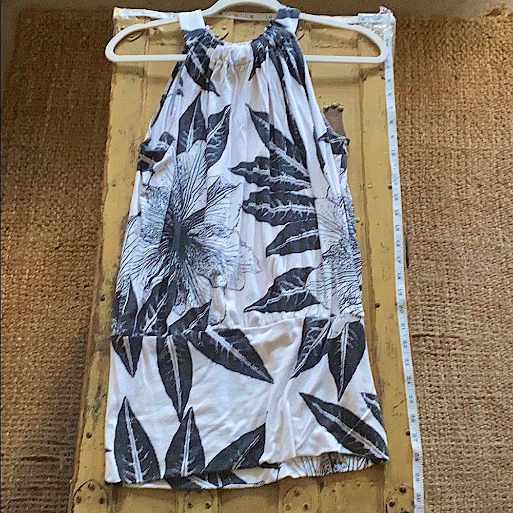 Express High Neck Stretch Tropical Pattern Longli… - image 6